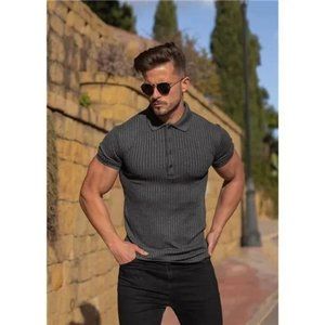 New Muscle Polo Shirts for Men Dark Grey